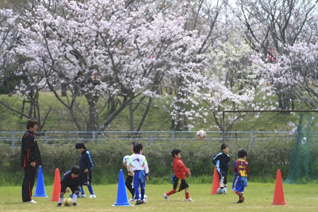 サッカーを教えている